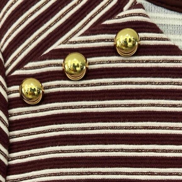 Talbots Burgundy Metallic Striped Long Sleeve Tunic Top 1X Petite Round Neck - Picture 5 of 10